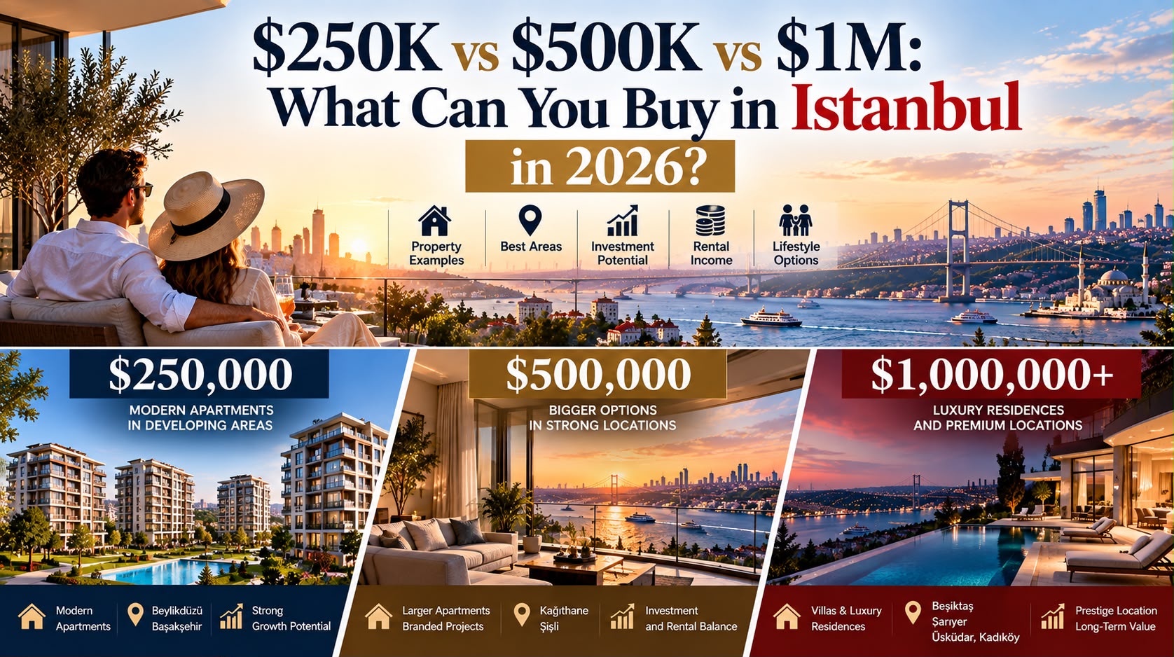 $250K vs $500K vs $1M: What Can You Buy in Istanbul in 2026?